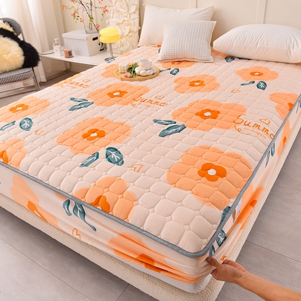 爱上家居 2023新款印花牛奶绒保暖夹棉床笠床垫保护套 莫奈花园