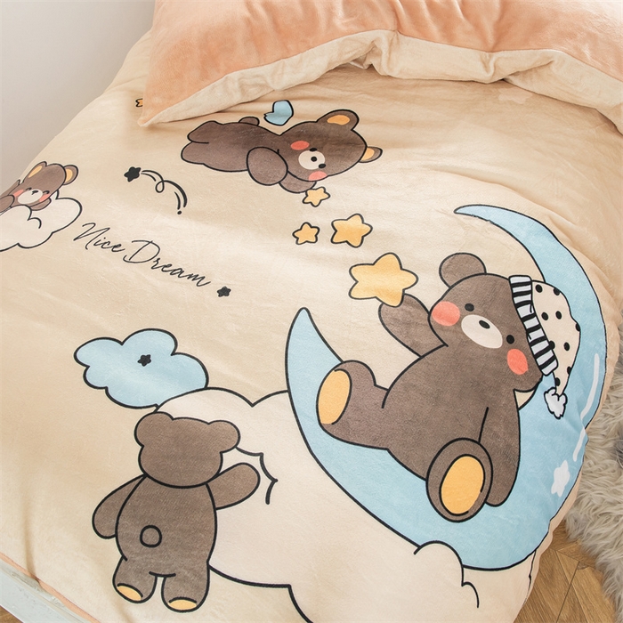 91家纺网 家纺一手货源 找家纺 宅部落 2023新款大版卡通牛奶绒三件套 4.熊彼特