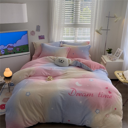 91家纺网 家纺一手货源 找家纺 （总）宅部落 2023新款大版卡通牛奶绒四件套法莱绒三件套