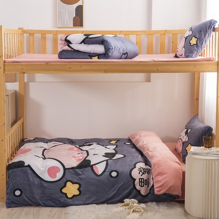 91家纺网 家纺一手货源 找家纺 （总）宅部落 2023新款大版卡通牛奶绒三件套法莱绒四件套