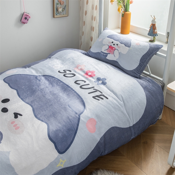 91家纺网 家纺一手货源 找家纺 宅部落 2023新款大版卡通牛奶绒三件套 3.小萌狗