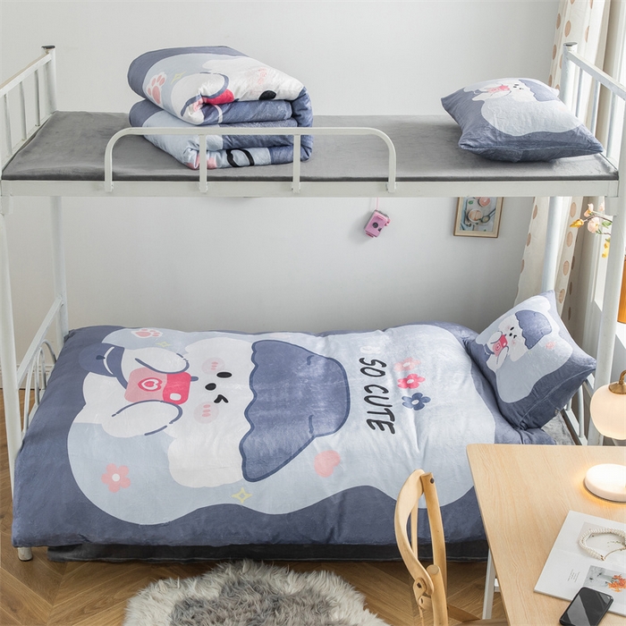 91家纺网 家纺一手货源 找家纺 宅部落 2023新款大版卡通牛奶绒三件套 3.小萌狗