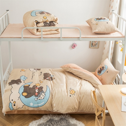 91家纺网 家纺一手货源 找家纺 （总）宅部落 2023新款大版卡通牛奶绒三件套法莱绒四件套