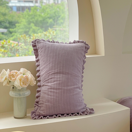 琳可家居 2023新款秋冬款夹棉绒类枕头套牛奶绒德芙绒A类枕套 芋泥紫_纯色简约系列