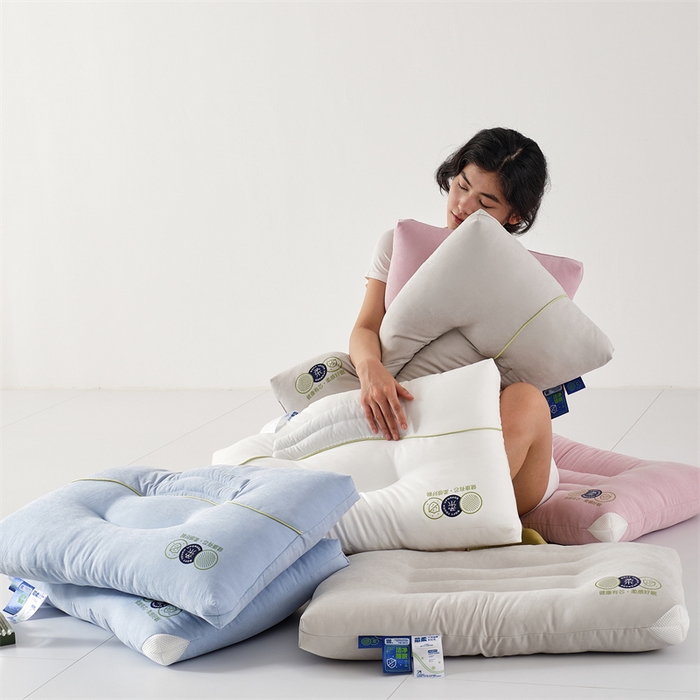 91家纺网 家纺一手货源 找家纺 方回家纺 2023新款锦绒决明子立体枕枕头枕芯 决明子立体枕-粉色