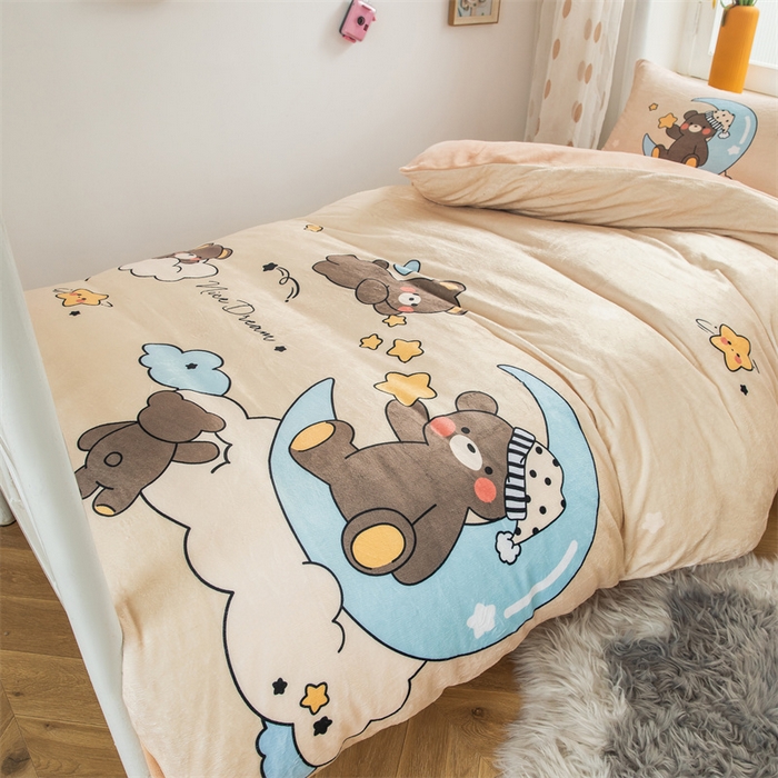 91家纺网 家纺一手货源 找家纺 宅部落 2023新款大版卡通牛奶绒三件套 4.熊彼特