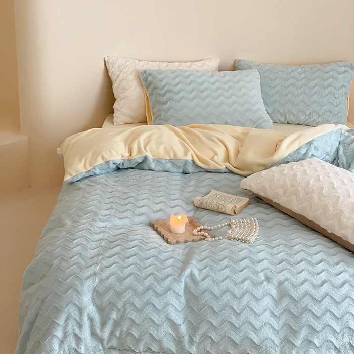 91家纺网 家纺一手货源 找家纺 梦享生活家居 2023新款兔兔绒四件套-卡洛斯 卡洛斯-马利蓝