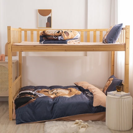 91家纺网 家纺一手货源 找家纺 （总）宅部落 2023新款大版卡通牛奶绒三件套法莱绒四件套