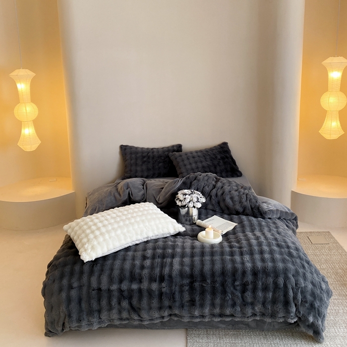 91家纺网 家纺一手货源 找家纺 （总）梦享生活家居 2023新款兔兔绒四件套