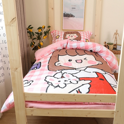 宅部落 2023新款大版卡通牛奶绒三件套 14.少女之心