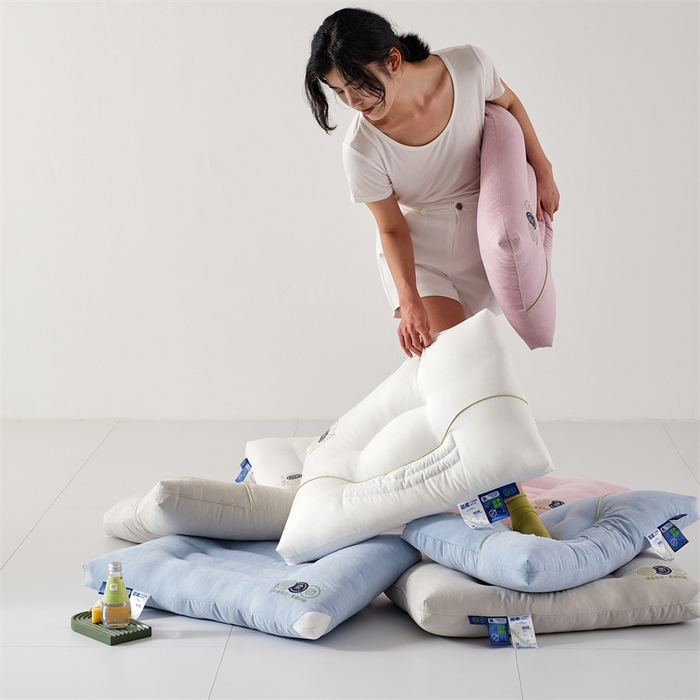 91家纺网 家纺一手货源 找家纺 方回家纺 2023新款锦绒决明子立体枕枕头枕芯 决明子立体枕-粉色