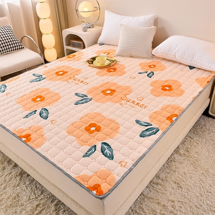 91家纺网 家纺一手货源 找家纺 爱上家居 2023新款印花牛奶绒床护垫床垫子床褥 莫奈花园