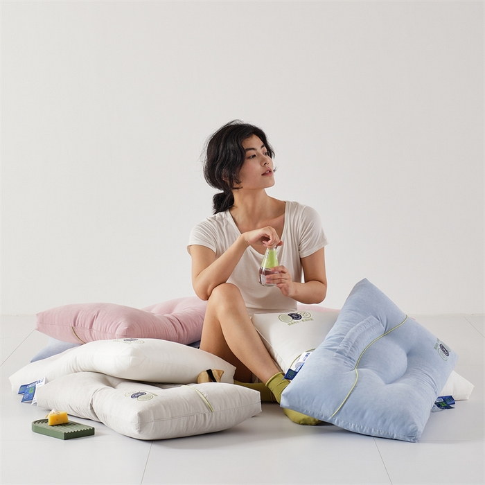 91家纺网 家纺一手货源 找家纺 方回家纺 2023新款锦绒决明子立体枕枕头枕芯 决明子立体枕-粉色