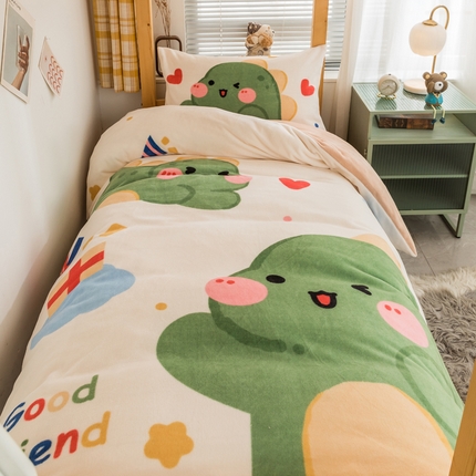 宅部落 2023新款大版卡通牛奶绒三件套 19.恐龙伙伴