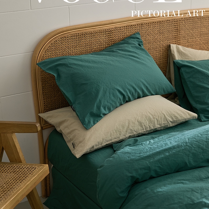 91家纺网 家纺一手货源 找家纺 新款秋冬40S水洗棉四件套-晚风（英文版） 晚风-石绿