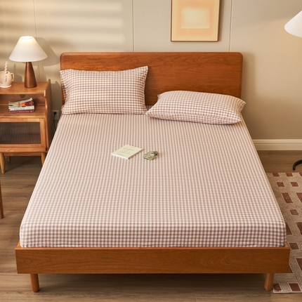 91家纺网 家纺一手货源 找家纺 （总）恒爱家纺  2023新款舒适亲肤全棉色织水洗棉床笠