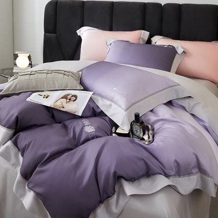 91家纺网 家纺一手货源 找家纺 （总）榻尚家居 2023新款进口澳棉全棉抗菌磨毛活性数码印花+刺绣四件套--极光系列