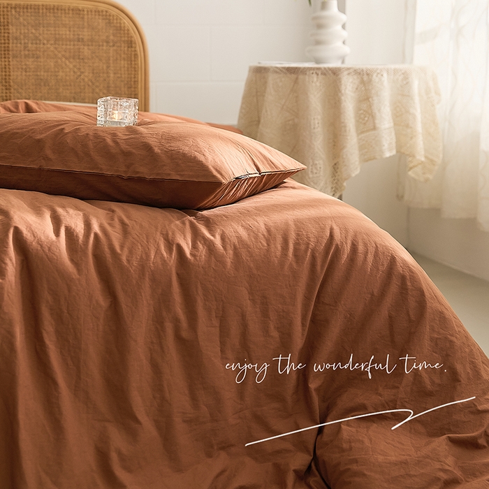 91家纺网 家纺一手货源 找家纺 新款秋冬40S水洗棉四件套-晚风（英文版） 晚风-茶色