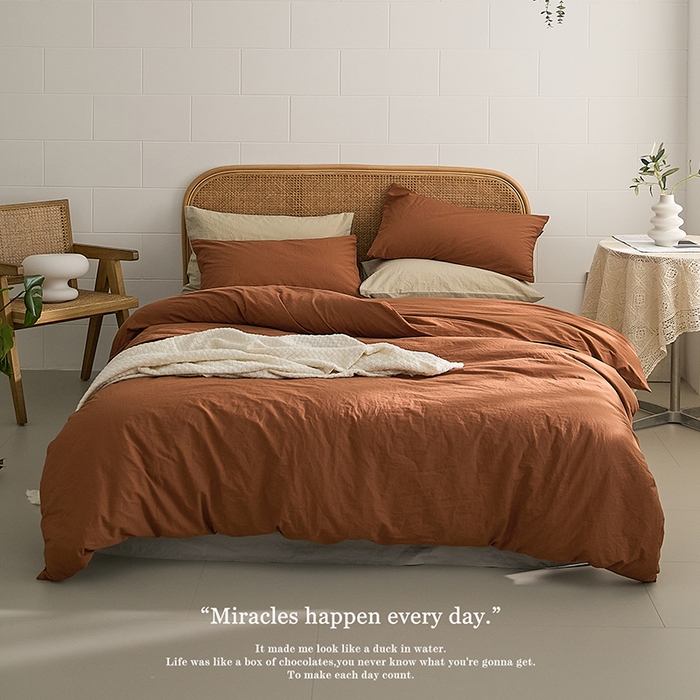 91家纺网 家纺一手货源 找家纺 新款秋冬40S水洗棉四件套-晚风（英文版） 晚风-茶色