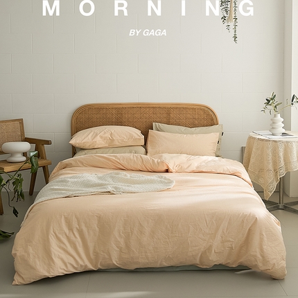 新款秋冬40S水洗棉四件套-晚风（英文版） 晚风-朱颜