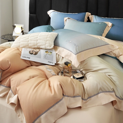 91家纺网 家纺一手货源 找家纺 （总）榻尚家居 2023新款进口澳棉全棉抗菌磨毛活性数码印花+刺绣四件套--极光系列