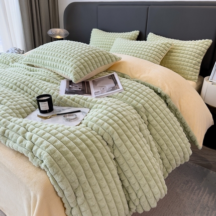 91家纺网 家纺一手货源 找家纺 （总）全季家居 2023新款高克重400克立体剪花大泡泡兔毛绒四件套