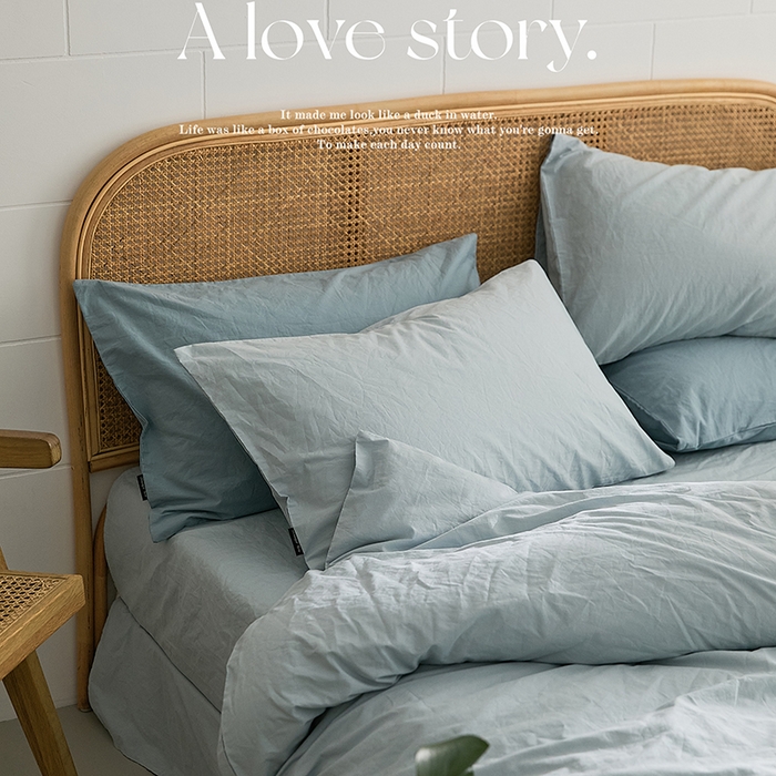 91家纺网 家纺一手货源 找家纺 新款秋冬40S水洗棉四件套-晚风（英文版） 晚风-晴山蓝