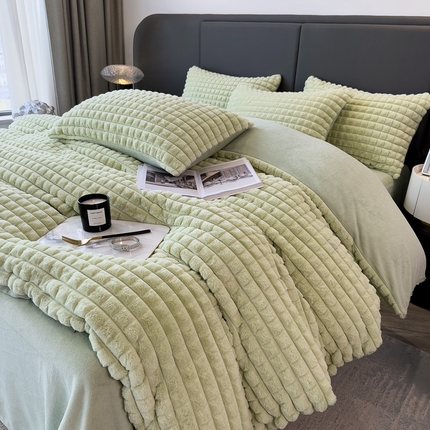 91家纺网 家纺一手货源 找家纺 （总）全季家居 2023新款高克重400克立体剪花大泡泡兔毛绒四件套