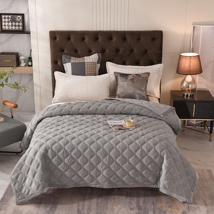 91家纺网 家纺一手货源 找家纺 （总）恩和家纺 2024新款水晶绒牛奶绒法兰绒床盖方格款