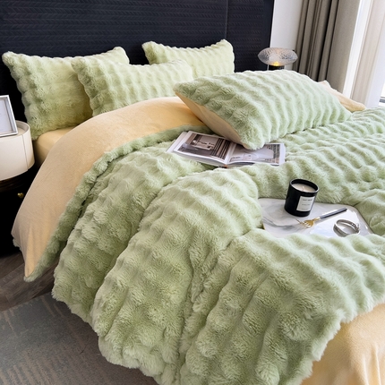 91家纺网 家纺一手货源 找家纺 （总）全季家居 2023新款高克重400克立体剪花大泡泡兔毛绒四件套