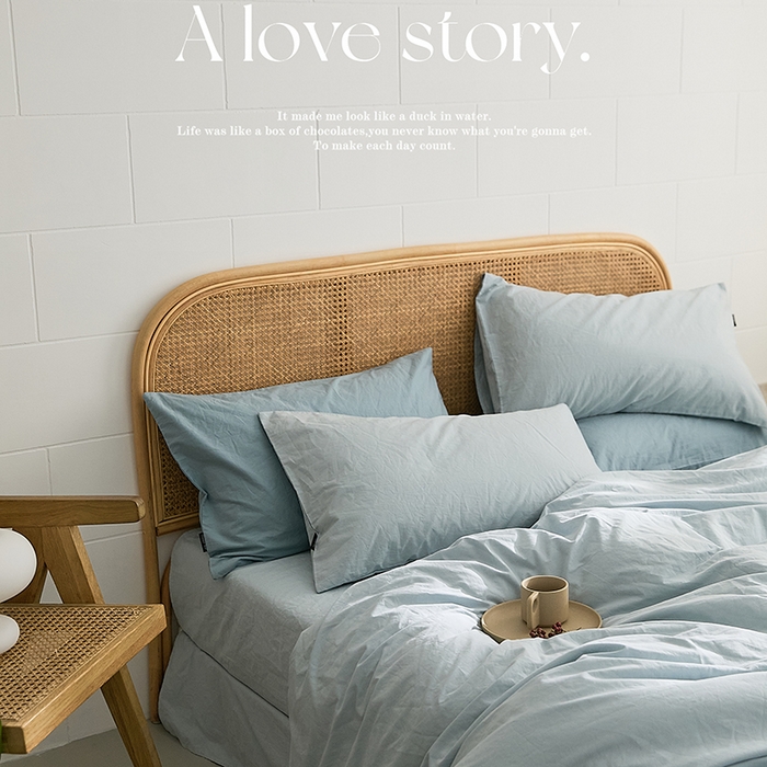 91家纺网 家纺一手货源 找家纺 新款秋冬40S水洗棉四件套-晚风（英文版） 晚风-晴山蓝