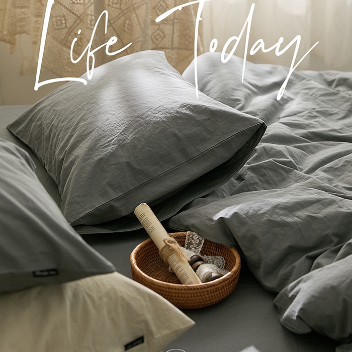 91家纺网 家纺一手货源 找家纺 新款秋冬40S水洗棉四件套-晚风（英文版） 晚风-青灰