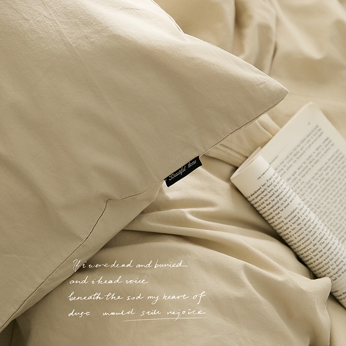 91家纺网 家纺一手货源 找家纺 新款秋冬40S水洗棉四件套-晚风（英文版） 晚风-亚麻色