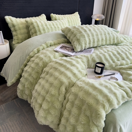 91家纺网 家纺一手货源 找家纺 （总）全季家居 2023新款高克重400克立体剪花大泡泡兔毛绒四件套