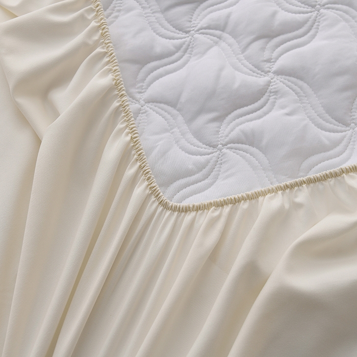 91家纺网 家纺一手货源 找家纺 X猫先生床笠 2024新款A类原棉防水隔尿大豆抗菌夹棉床笠席梦思床垫保护罩防尘床罩加高加厚 防水款爱恋-米白