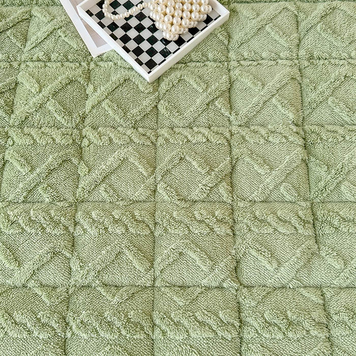 91家纺网 家纺一手货源 找家纺 纽缦家纺 2023新款纯色兔兔绒塔芙绒夹棉床垫 抹茶绿