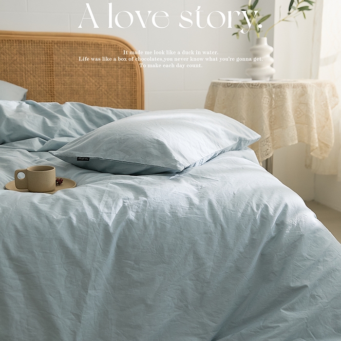 91家纺网 家纺一手货源 找家纺 新款秋冬40S水洗棉四件套-晚风（英文版） 晚风-晴山蓝