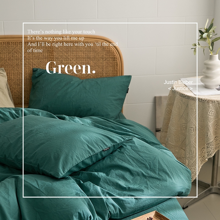 91家纺网 家纺一手货源 找家纺 新款秋冬40S水洗棉四件套-晚风（英文版） 晚风-石绿