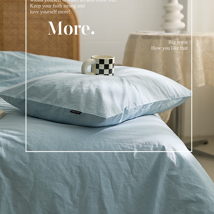 91家纺网 家纺一手货源 找家纺 新款秋冬40S水洗棉四件套-晚风（英文版） 晚风-西子蓝