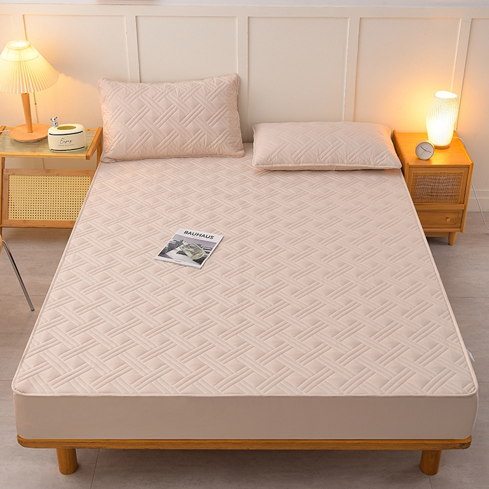 91家纺网 家纺一手货源 找家纺 X猫先生床笠 2024新款A类原棉防水隔尿大豆抗菌夹棉床笠席梦思床垫保护罩防尘床罩加高加厚 防水款迷宫-卡其