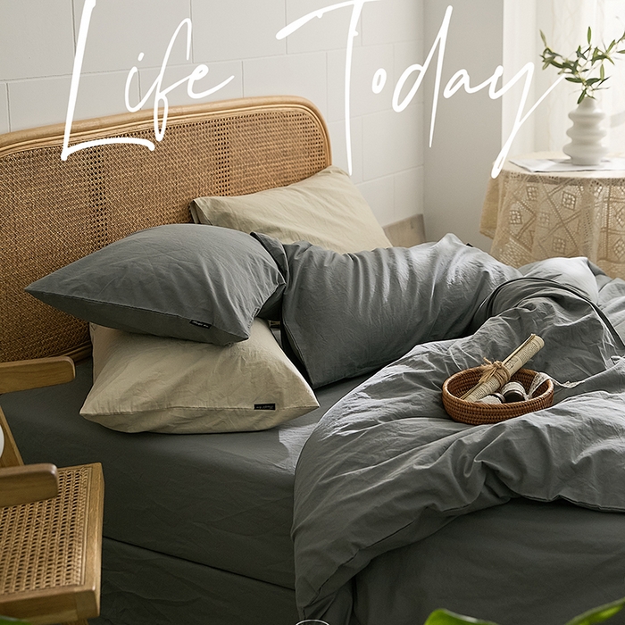 91家纺网 家纺一手货源 找家纺 新款秋冬40S水洗棉四件套-晚风（英文版） 晚风-青灰