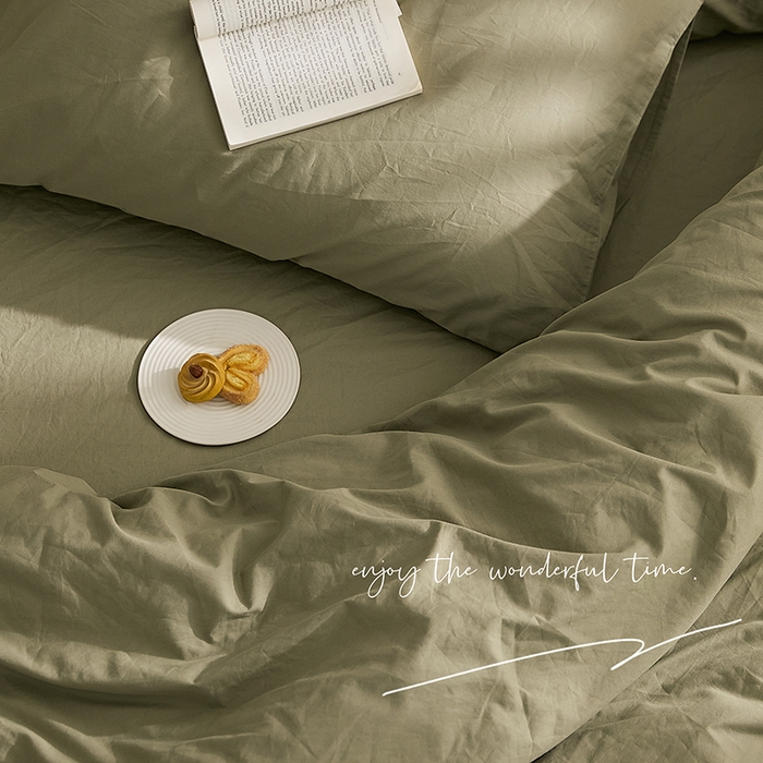 91家纺网 家纺一手货源 找家纺 新款秋冬40S水洗棉四件套-晚风（英文版） 晚风-春辰绿