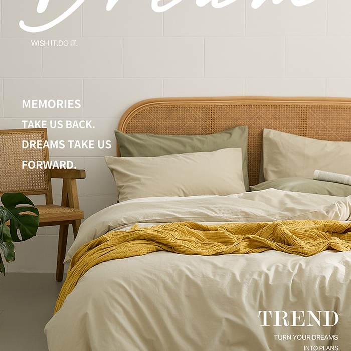 91家纺网 家纺一手货源 找家纺 新款秋冬40S水洗棉四件套-晚风（英文版） 晚风-亚麻色