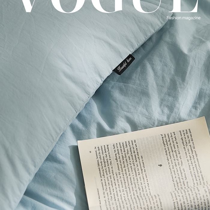 91家纺网 家纺一手货源 找家纺 新款秋冬40S水洗棉四件套-晚风（英文版） 晚风-西子蓝