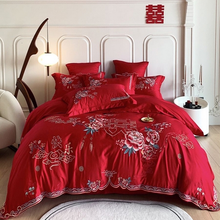 91家纺网 家纺一手货源 找家纺 （总）红嘴企鹅 2025新款亲肤磨毛幸福系列婚庆四件套