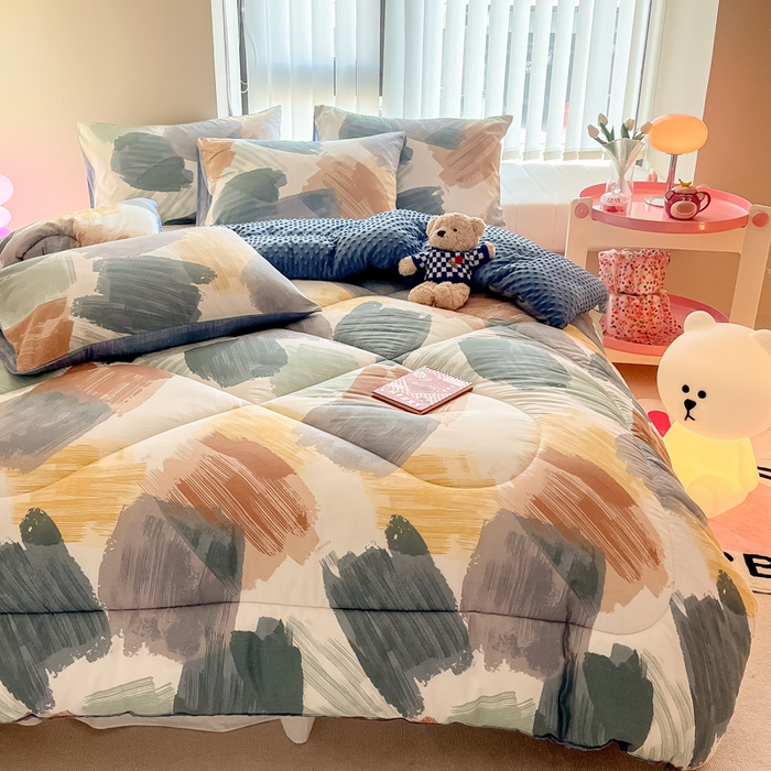 91家纺网 家纺一手货源 找家纺 简宜家居  2023新款全棉安抚豆豆绒被冬被春秋被 艺术家