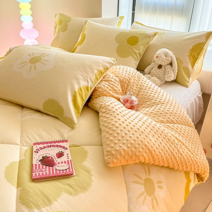 91家纺网 家纺一手货源 找家纺 简宜家居  2023新款全棉安抚豆豆绒被冬被春秋被 梦享