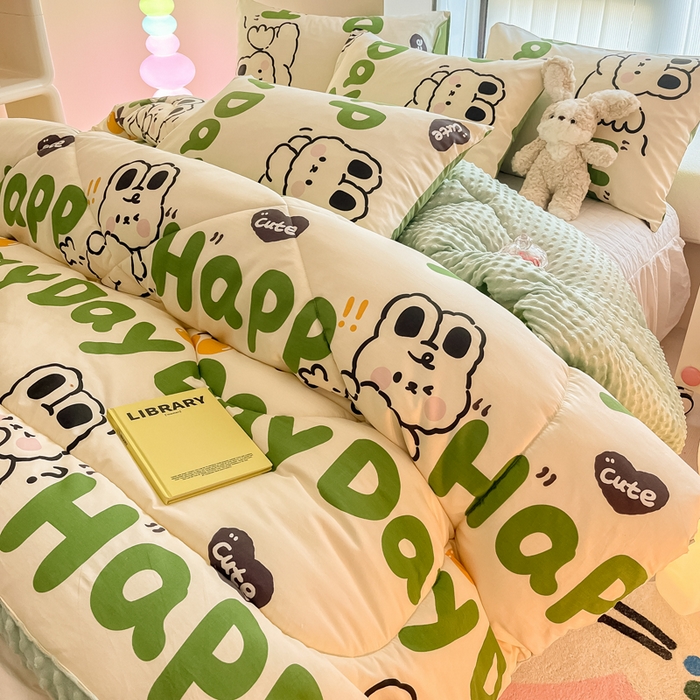 91家纺网 家纺一手货源 找家纺 简宜家居  2023新款全棉安抚豆豆绒被冬被春秋被 皮皮兔