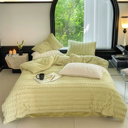 91家纺网 家纺一手货源 找家纺 （总）名品优仓 2023新款A面兔毛绒B面牛奶绒系列四件套