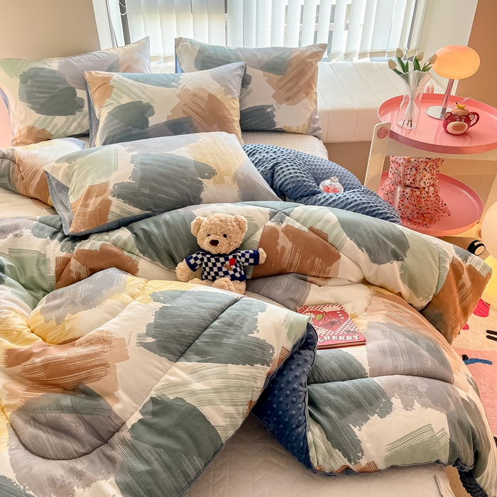 91家纺网 家纺一手货源 找家纺 简宜家居  2023新款全棉安抚豆豆绒被冬被春秋被 艺术家